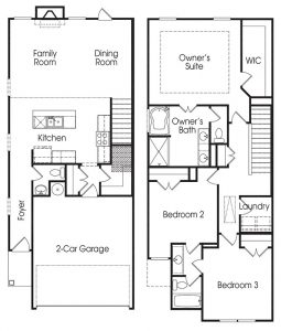 Burton 2-story townhome floor plan.