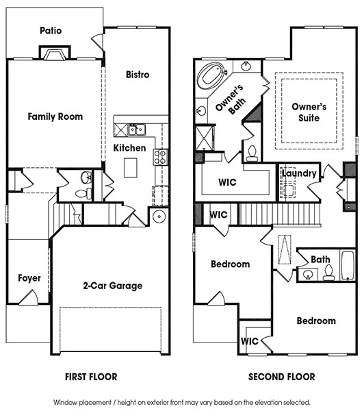 Ellington 2-story townhome floor plan.