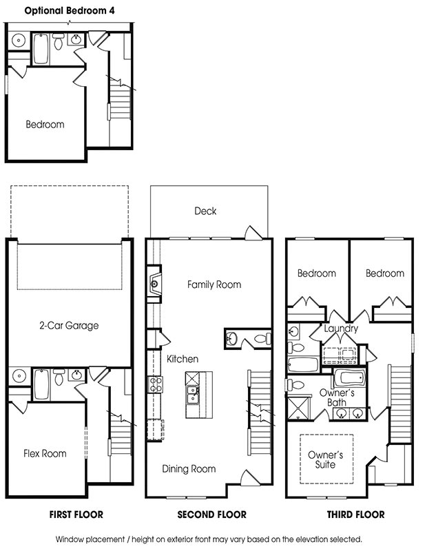 Adair 3-story townhomes floor plan.