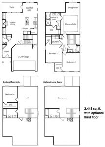 Georgetown 2-story, 3 bedroom townhome floor plan.