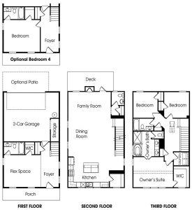 Preston 3-story single-family home floor plan.