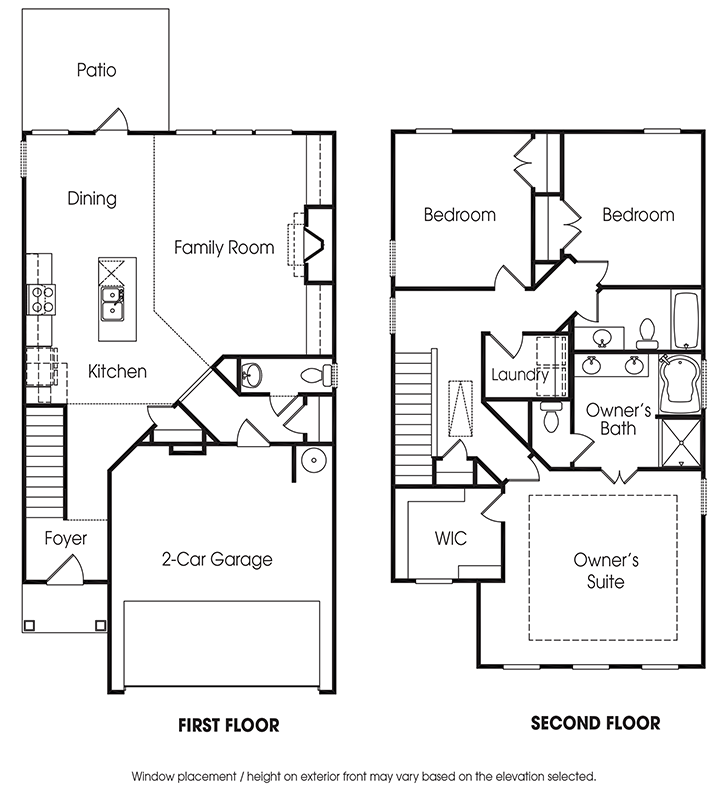 Brighton 3BR-A 2-story townhome floor plan.