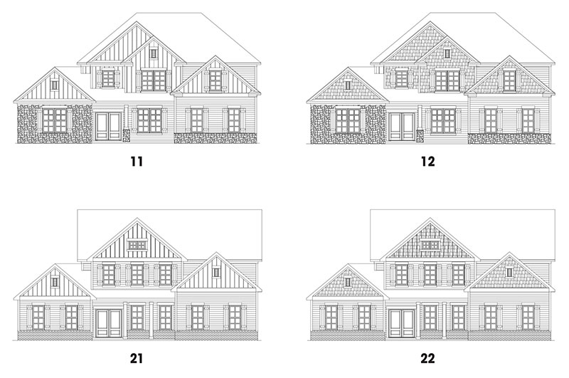 Southern Lights at Great Sky's Stonecroft single-family floor plan elevations