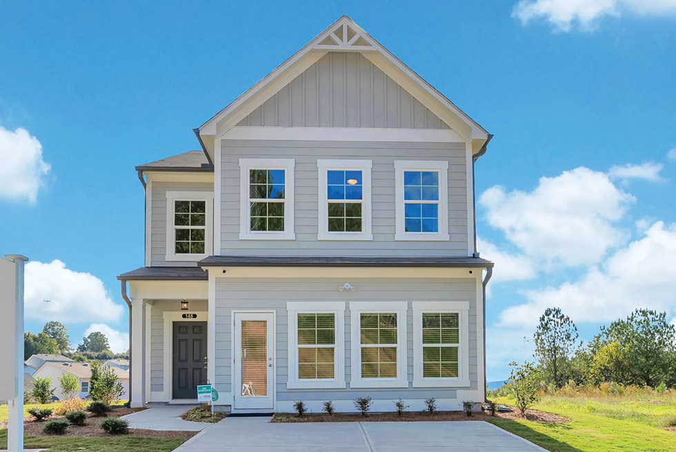 Model home exterior at Old Mill community in Calhoun, Georgia