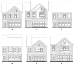 Georgetown single-family floor plan elevations at Old Mill community in Calhoun, Georgia