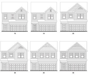 Morningside single-family floor plan elevations at Old Mill community in Calhoun, Georgia