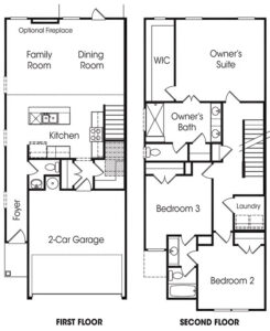 Burton floor plan at Longview Run townhome community in Decatur, Georgia