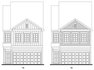 Hartwell floor plan elevations at Longview Run townhome community in Decatur, Georgia