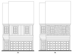 Rabun floor plan elevations at Longview Run townhome community in Decatur, Georgia