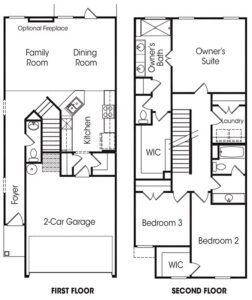 Rabun floor plan at Longview Run townhome community in Decatur, Georgia