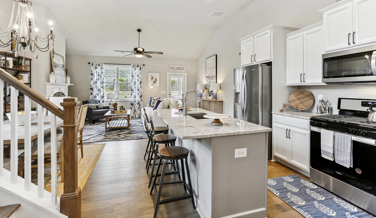 Open concept kitchen in a new home at Lakeside at Great Sky community in Canton, Georgia