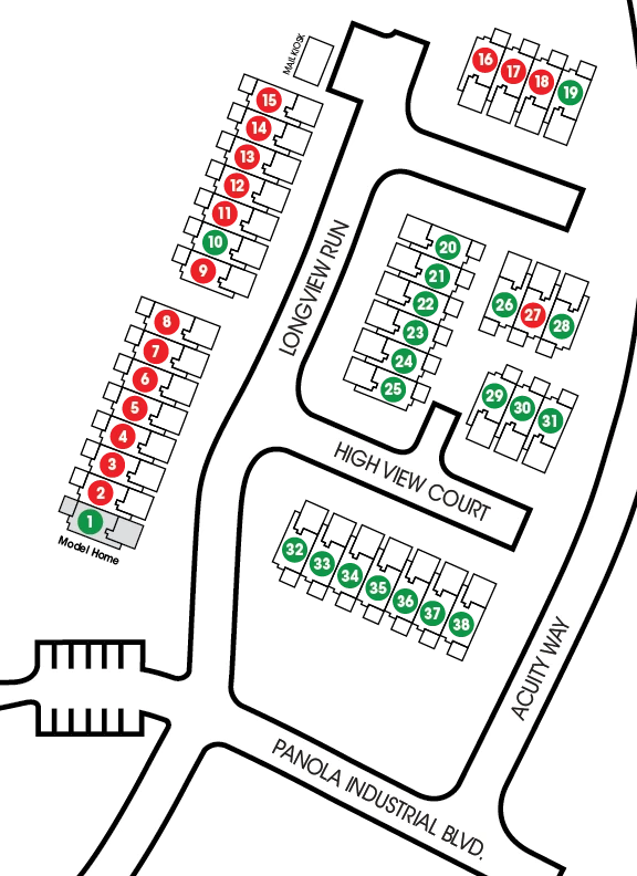 Sitemap of new construction townhomes at Longview Run community in Decatur, Georgia