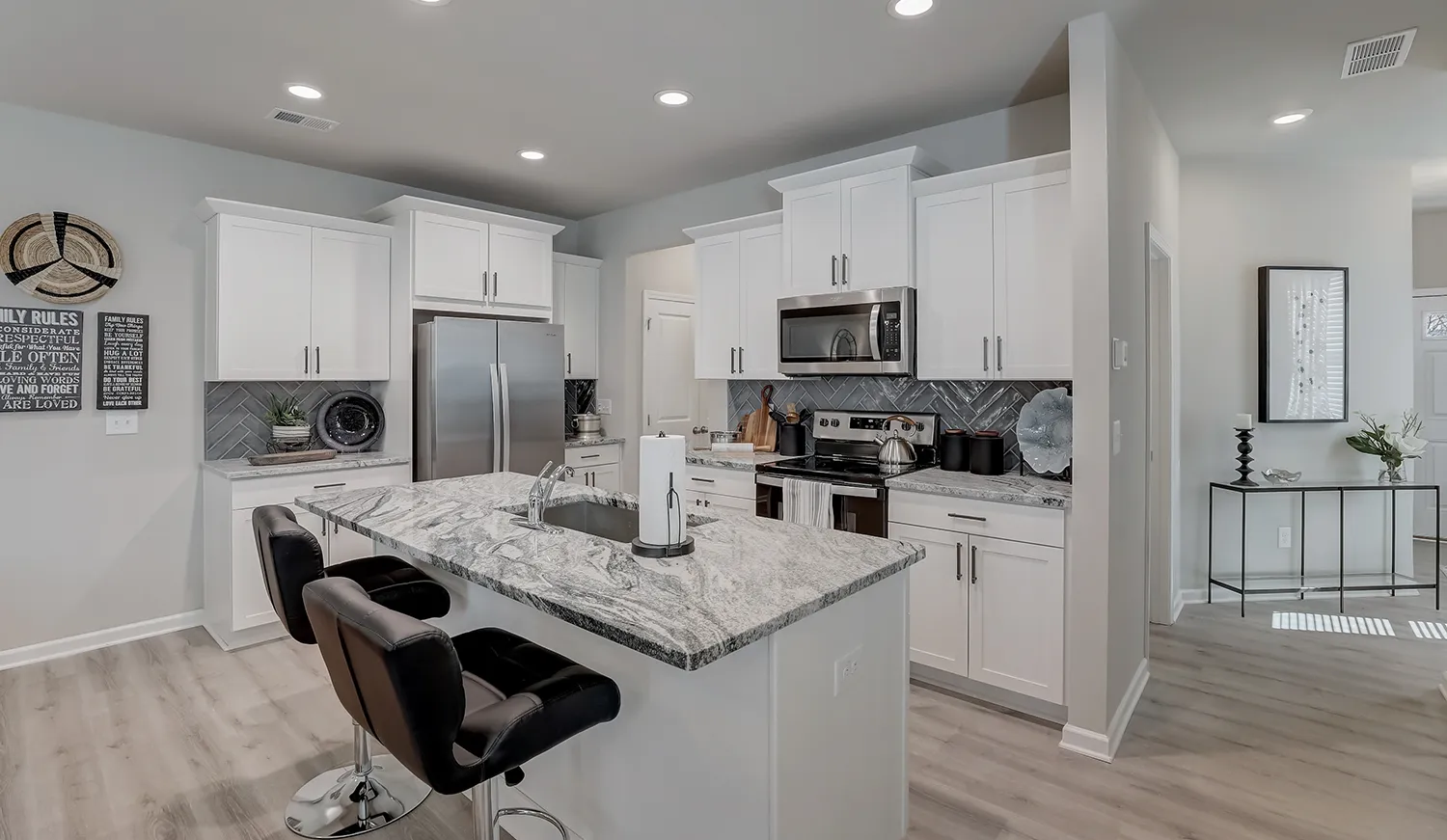 Open concept kitchen at Longview Run townhome community in Decatur, Georgia