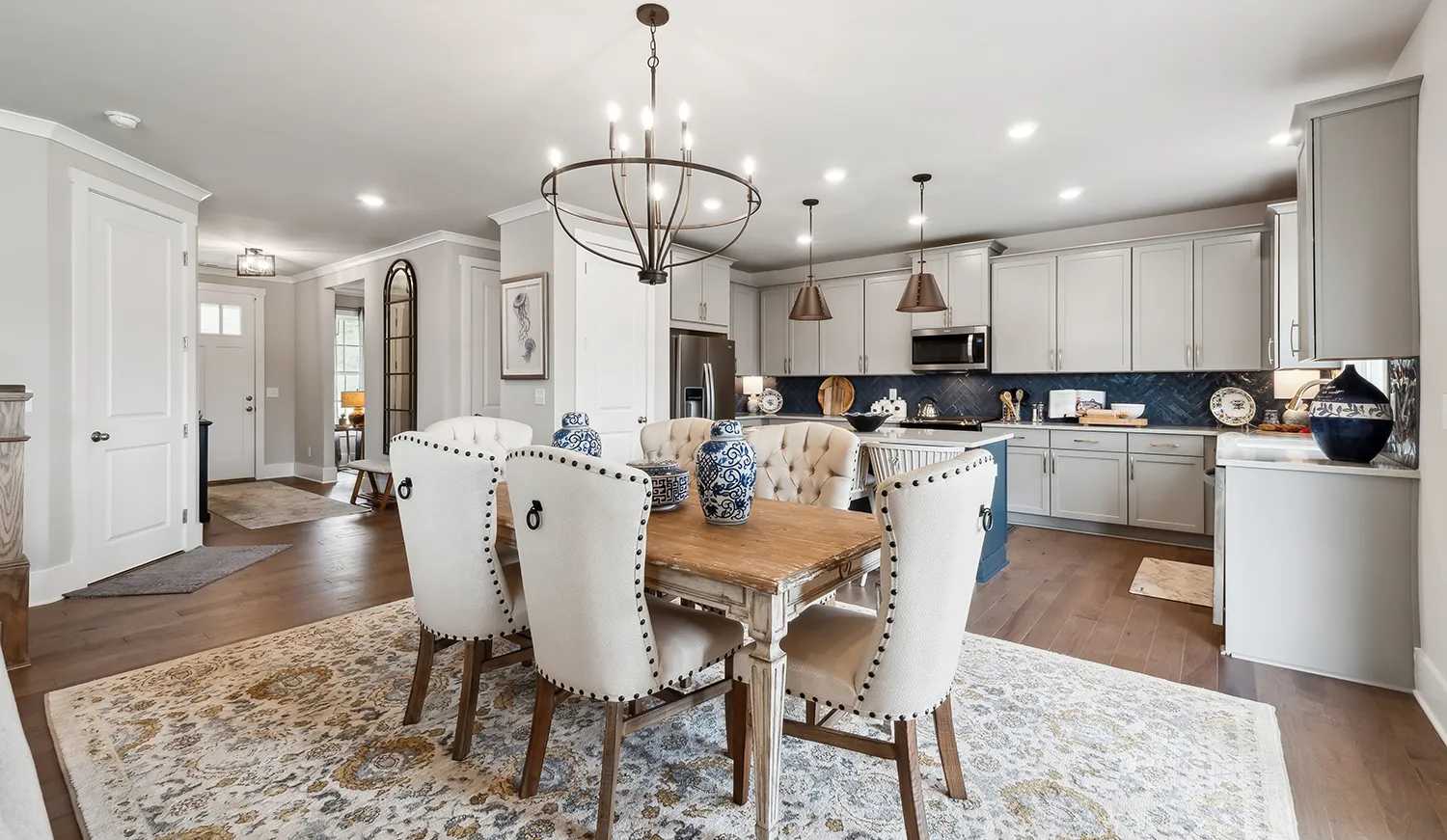 Open concept dining room in a new home at Willow Cove community in Canton, Georgia