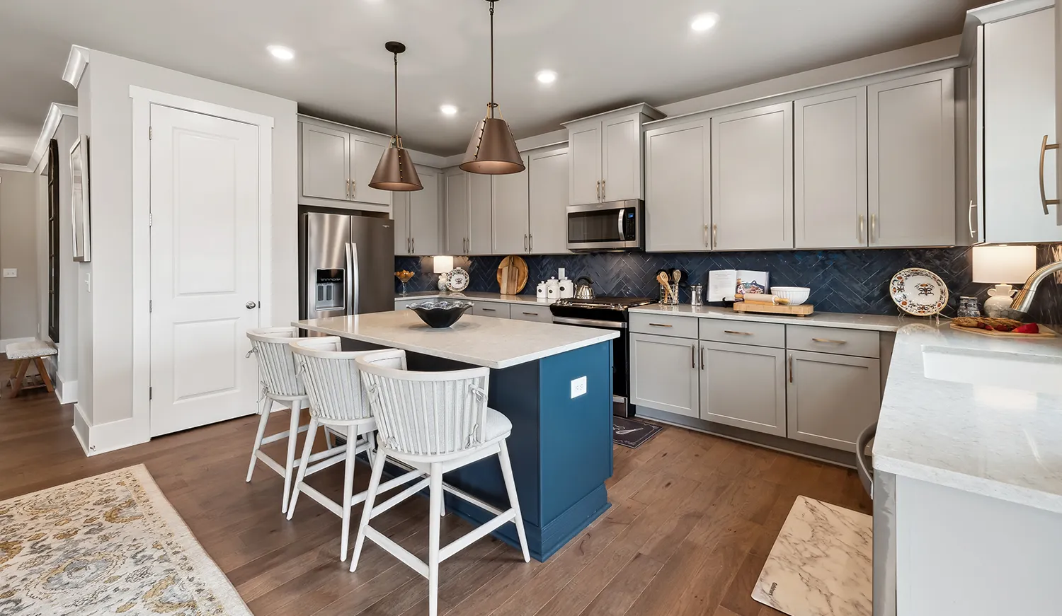 Open concept kitchen in a new home at Willow Cove community in Canton, Georgia