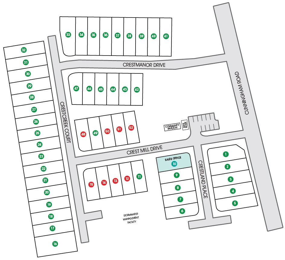 Sitemap of new single-family homes at Crestwood community in Marietta, Georgia