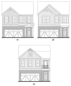 Bartow single-family floor plan elevations at Crestwood community in Marietta, Georgia