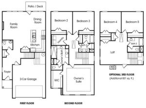 Gordon single-family floor plan at Crestwood community in Marietta, Georgia