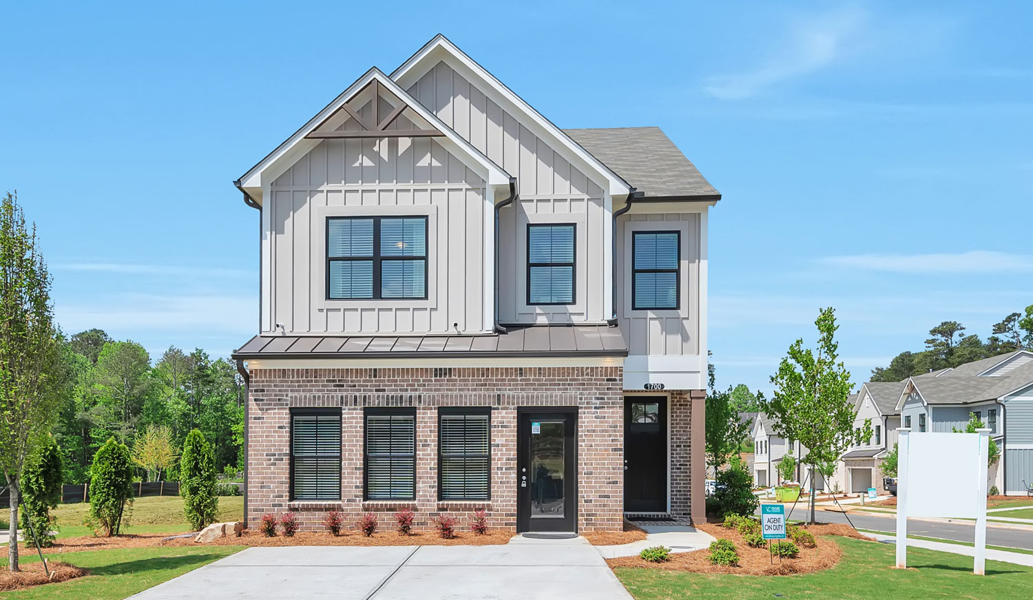 Model home exterior at Crestwood community in Marietta, Georgia.