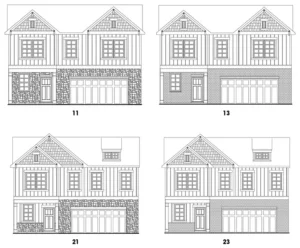 Allatoona single-family floor plan elevations at Stonegate community in South Fulton, Georgia