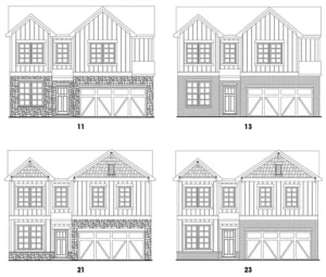 Sidney single-family floor plan elevations at Stonegate community in South Fulton, Georgia