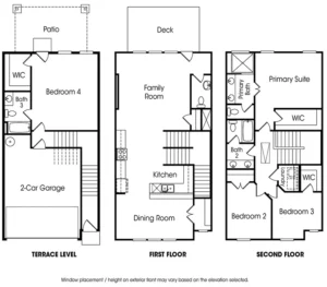 Sterling townhome floor plan at Mill Creek community in Marietta, Georgia